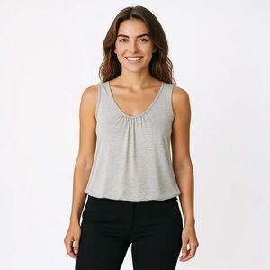 ANN TAYLOR M Gray Silver Sparkle Sheen Sleeveless Top R $69